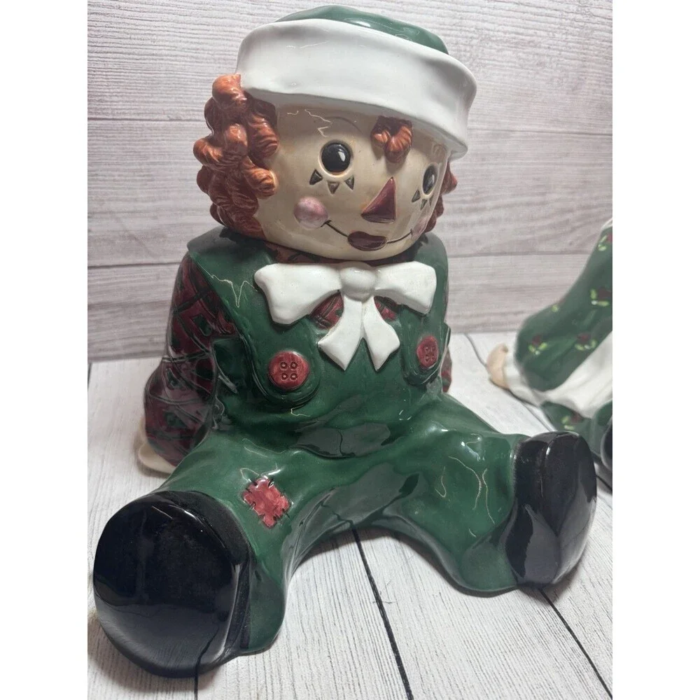 VINTAGE RAGGEDY ANN & ANDY COOKIE JARS SAKURA CHINA 1998
